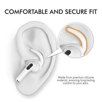AhaStyle 3 Pairs AirPods Pro Ear Hooks Covers [Added Storage Pouch] Anti-Slip Ear Covers Accessories Compatible with Apple AirPods Pro (White)