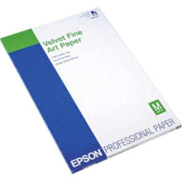 Epson S041637 Velvet Fine Art Paper, 13 x 19, White (Pack of 20 Sheets)