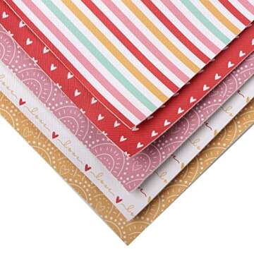 Rainbow Heart Faux Leather Sheets for DIY Crafts 5Pcs