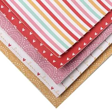 Rainbow Heart Faux Leather Sheets for DIY Crafts 5Pcs