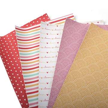 Rainbow Heart Faux Leather Sheets for DIY Crafts 5Pcs