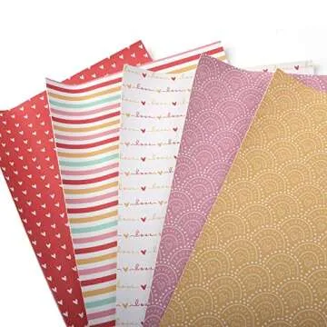 Rainbow Heart Faux Leather Sheets for DIY Crafts 5Pcs