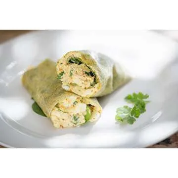 All-Natural, Paleo, Gluten Free, Vegan Non-GMO, Kosher Raw Veggie NUCO Coconut Wraps Moringa Flavor. NO Salt Added Low Carb and Yeast Free 5 Count (One Pack of Five Wraps Each)