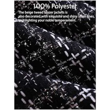 Angashion Womens Tweed Blazer Jackets: Oversized Double-Breasted Casual Boyfriend Style Work Office ...