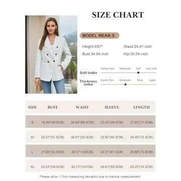 Angashion Womens Tweed Blazer Jackets: Oversized Double-Breasted Casual Boyfriend Style Work Office Blazers for Women Beige Small