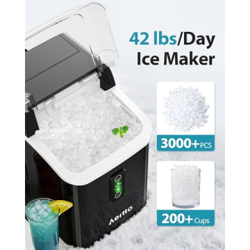 Aeitto Nugget Ice Maker Countertop, 42lbs/24H Ice Machine with 1.5L Water Tank, Rapid Ice Release in...