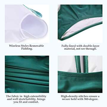 Smismivo Tummy Control Swimwear Halter One Piece Swimsuit Ruched Padded Bathing Suits for Women Slimming Vintage Bikini (Yellow, X-Large)