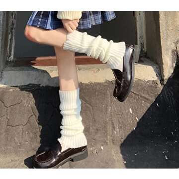 NUFIWI Harajuku Japanese Lolita Leg Warmers Gothic Knit Long Socks Leggings Gaiters Knee Goth Winter Cuff Ankle Heap Sock