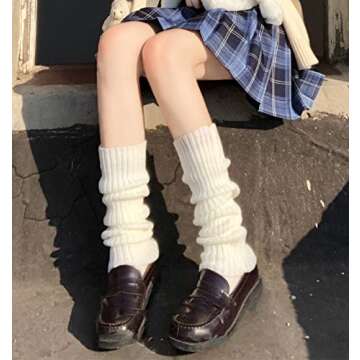 NUFIWI Harajuku Japanese Lolita Leg Warmers Gothic Knit Long Socks Leggings Gaiters Knee Goth Winter Cuff Ankle Heap Sock