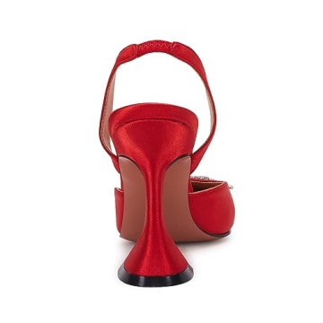 VETASTE Women's High Heel Crystal Slingback Pumps Pointed Toe Strappy Triangle Heeled Party Wedding Bride Pump Shoes Red