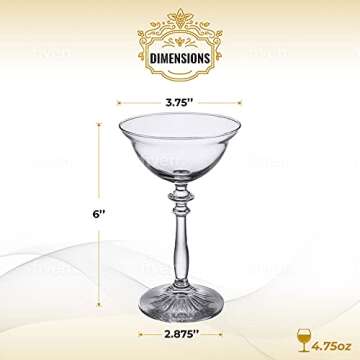 HISTORY COMPANY Jean Harlow 1933 Coupe Cocktail Glasses – 2-Piece Set Inspired by Dinner at Eight,...
