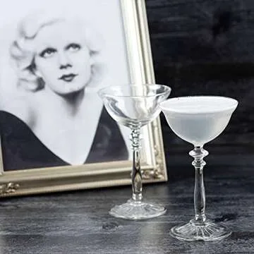 HISTORY COMPANY Jean Harlow 1933 Coupe Cocktail Glasses – 2-Piece Set Inspired by Dinner at Eight, Classic Hollywood Elegance for Craft Cocktails (Gift Box Collection)