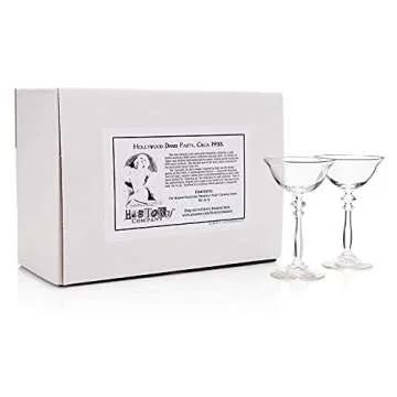 HISTORY COMPANY Jean Harlow 1933 Coupe Cocktail Glasses – 2-Piece Set Inspired by Dinner at Eight, Classic Hollywood Elegance for Craft Cocktails (Gift Box Collection)