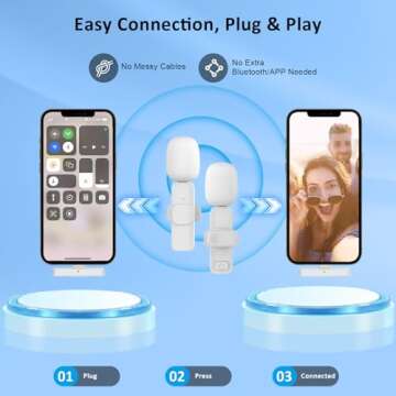 MAYBESTA Professional Wireless Lavalier Microphone for iPhone, iPad, Android - Bluetooth Lapel Mic for Video Recording - Mini Phone Microphone for Tiktok YouTube Interview Podcast Vlog