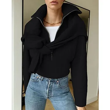 BTFBM Women’s Stylish Half Zip Pullover Sweater for All Occasions