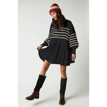 Womens Oversized Sweater Dress Spring Fall Trendy Long Sleeve Crewneck Pullover Tops Relaxed Fit Sweatshirts Mini Dresses