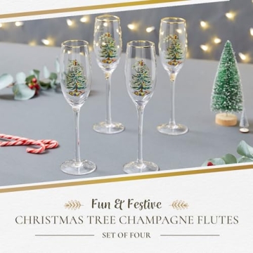 Spode Christmas Champagne Flutes - Elegant Holiday Drinkware