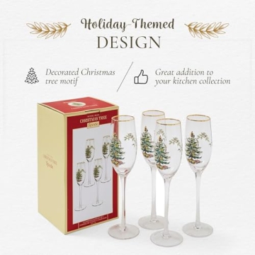 Spode Christmas Champagne Flutes - Elegant Holiday Drinkware