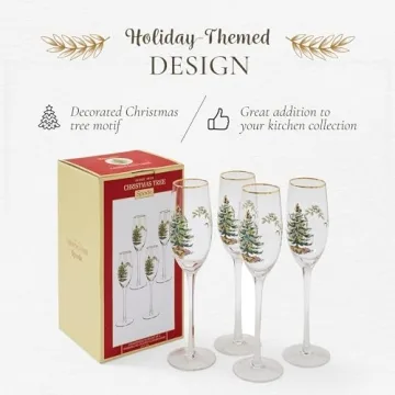 Spode Christmas Champagne Flutes - Elegant Holiday Drinkware