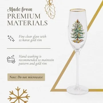 Spode Christmas Champagne Flutes - Elegant Holiday Drinkware