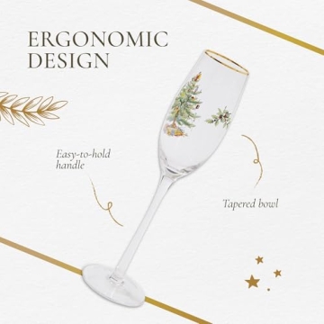 Spode Christmas Champagne Flutes - Elegant Holiday Drinkware