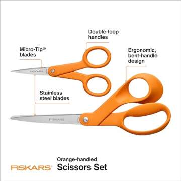 Fiskars Original Orange Handled Scissors 2-Piece Set - Precision Cutting Tools for Crafts and Office