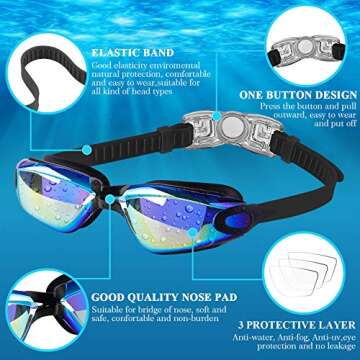 COOLOO Kids Swim Goggles, 2 Packs Swimming Goggles for Kids Girls Boys and Child Age 4-16