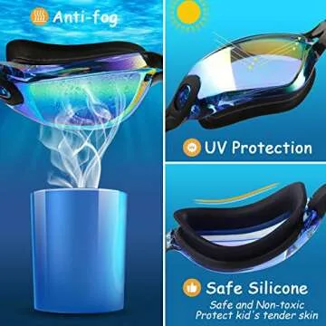 COOLOO Kids Swim Goggles, 2 Packs Swimming Goggles for Kids Girls Boys and Child Age 4-16