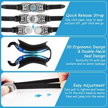 COOLOO Kids Swim Goggles, 2 Packs Swimming Goggles for Kids Girls Boys and Child Age 4-16