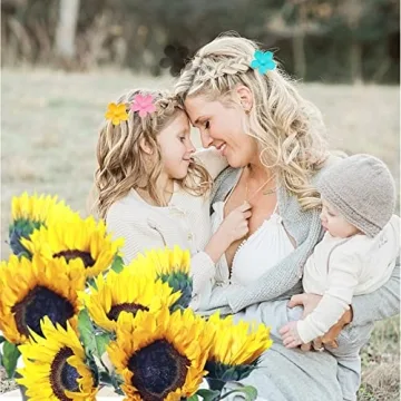 Vibrant Palksky Flower Hair Clips, 10 Pack for All Ages