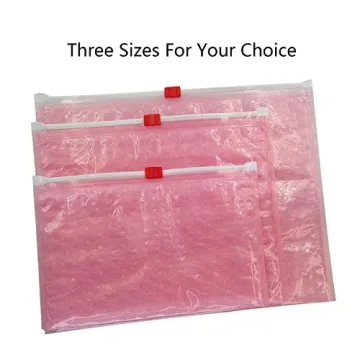 Pink Bubble Pouch Slider Zip 5PCS Travel Organizers