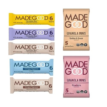 MadeGood Healthy Snacks Variety Pack, 40 Ct - Organic Assortment of Granola Bars, Mini Snack Packs, ...