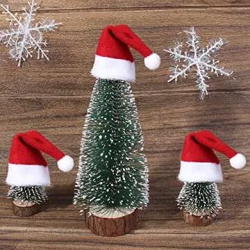 ONEYIM 10pcs Mini Santa Hat Wine Bottles Cover Home Christmas Decor