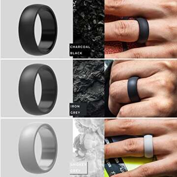 ThunderFit Silicone Wedding Rings for Men, Rubber Engagement Bands 8.7mm Wide 2.5mm Thick - 1/2/3/4/...