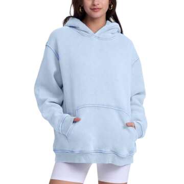 Dnzzs Womens Oversized Hoodie Acid Wash Hoodie Vintage Sweatshirt Heavyweight Fleece Cotton Streetwe...