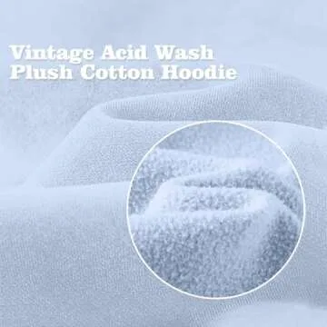 Dnzzs Womens Oversized Hoodie Acid Wash Hoodie Vintage Sweatshirt Heavyweight Fleece Cotton Streetwear Trendy Hoodies Light Blue