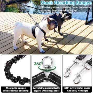 Double Retractable Dog Leash for Two Dogs Up to 50 lbs Per Dog - 16 ft Coupler Dog Leashes for Small Medium Dogs - One Locked System, Non Slip Grip, Tangle Free