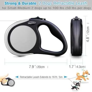Dual Retractable Dog Leash for Two Dogs - Tangle Free