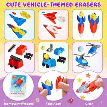 36 Pack Valentines Cards for Kids Classroom Exchange, Valentines Day Gifts for Kids School with Mini Airplane Car Erasers Bulk, Ideal Valentine Gifts and Party Favors Prizes for Boys Girls