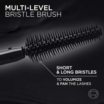 L'Oreal Paris Voluminous Panorama Mascara, Volumizing and Lengthening Formula, Longwear, Smudge-Resistant and Washable, All Night Black Mascara, 0.33 Fl Oz