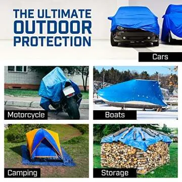 Grizzly Tarps by B-Air 9' x 12' Large Multi-Purpose Waterproof Heavy Duty Poly Tarp with Grommets Every 36", 8x8 Weave, 5 Mil Thick, for Home, Boats, Cars, Camping, Protective Cover, Blue