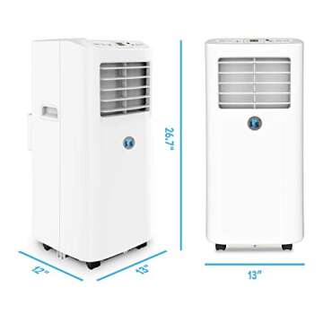 JHS 8,000 BTU Small Portable Air Conditioner 3-in-1 Floor AC Unit with 2 Fan Speeds, Remote Control and Digital LED Display, Cover up to 200 Sq. Ft, White