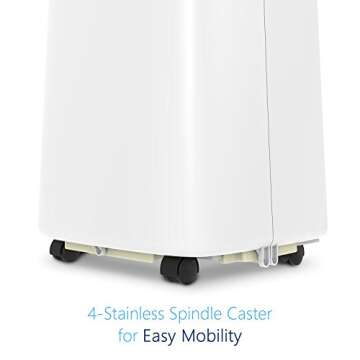 JHS 8,000 BTU Small Portable Air Conditioner 3-in-1 Floor AC Unit with 2 Fan Speeds, Remote Control and Digital LED Display, Cover up to 200 Sq. Ft, White