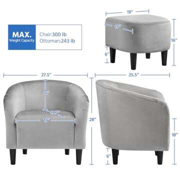 Comfy Yaheetech Accent Chair and Ottoman Set