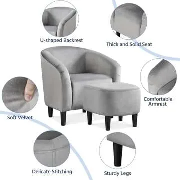 Comfy Yaheetech Accent Chair and Ottoman Set