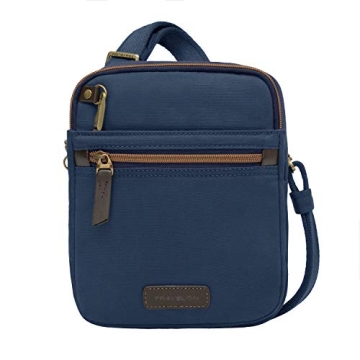 Travelon Anti-Theft Courier Small N/S Slim Travel Bag - Secure & Stylish Navy