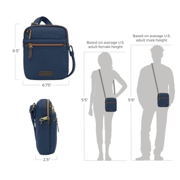 Travelon Anti-Theft Courier Slim Travel Bag Navy