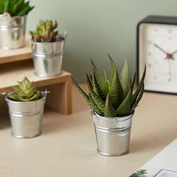 24 Pack Mini Metal Buckets with Handles for Party Favors, Small Galvanized Tin Pails (2 x 2 in)