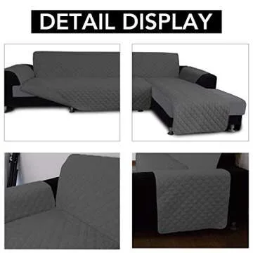 Easy-Going Sectional Couch Covers for Dogs L Shape Sofa Cover Reversible Sofa Slipcover Chaise Lounge Cover Furniture Protector Cover for Pets Dog Cat (Small, Dark Gray/Dark Gray)