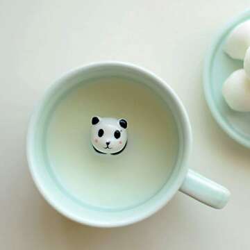 luckyse Panda Surprise 3D Coffee Mug Cute Cartoon Animal Ceramics Cup Baby Animal Inside, Best Offic...